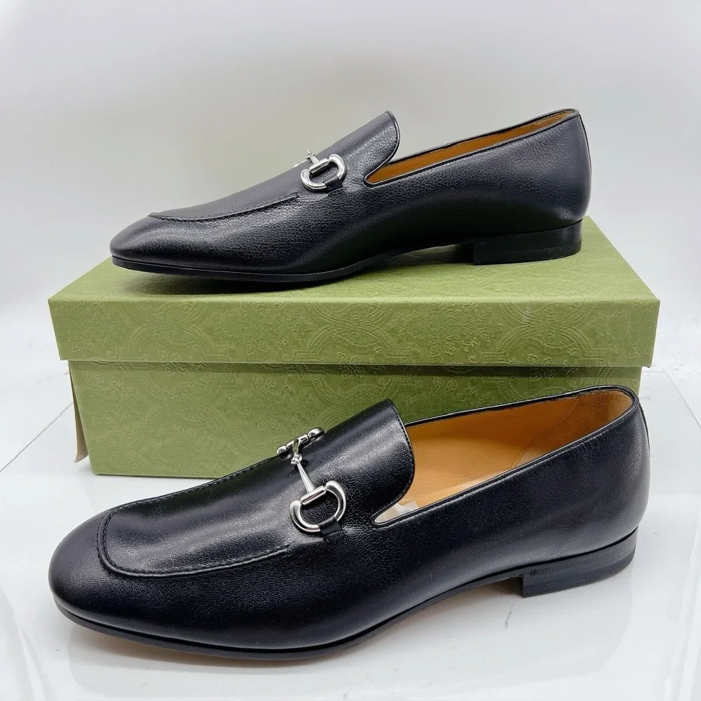 GUCCI BLACK LEATHER SLIP-ON HORSEBIT LOAFER Mens UK 13 US 13.5 -Authentic- New